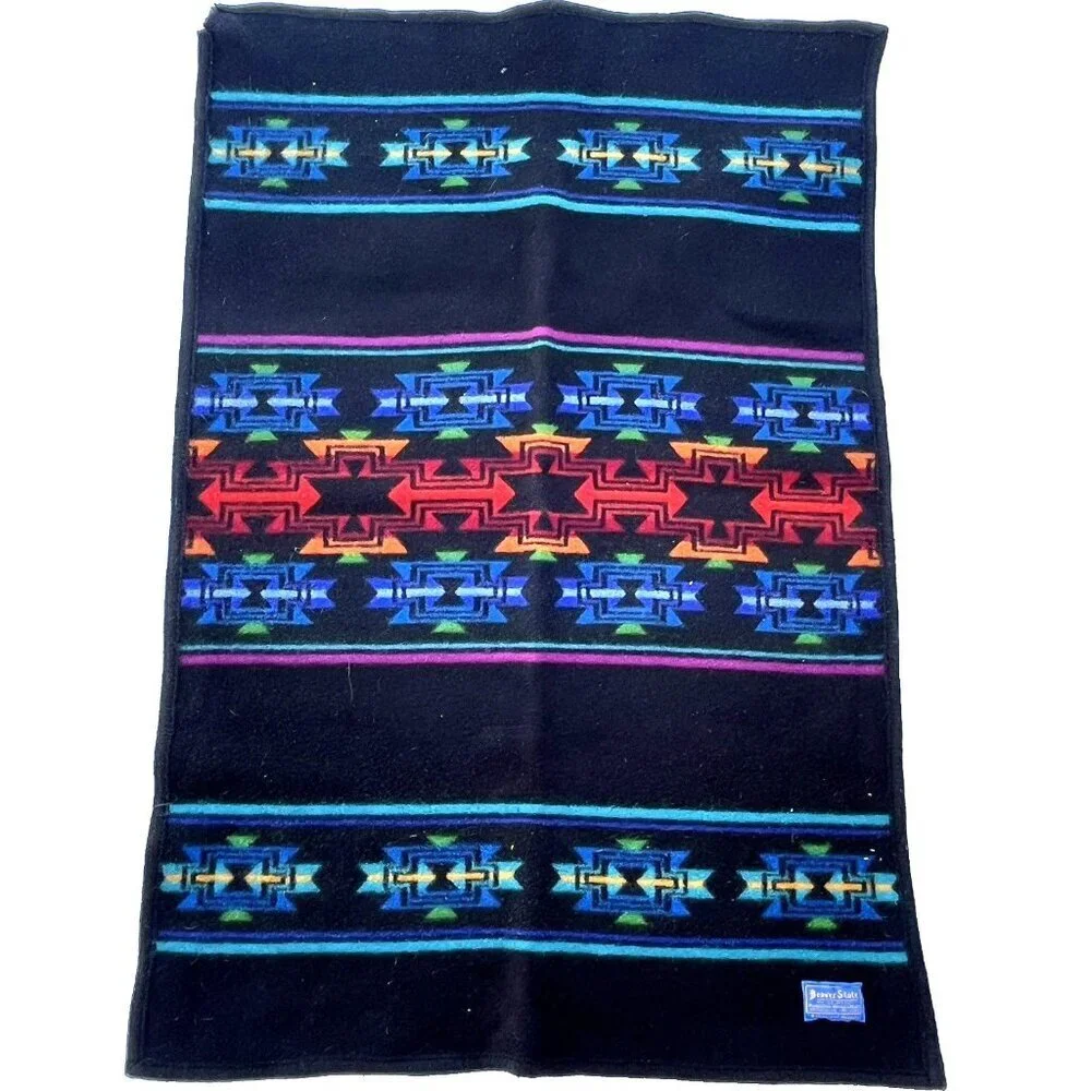 Vtg Pendleton Beaver State Aztec Southwest Wool Blend Saddle Blanket Shawl USA
